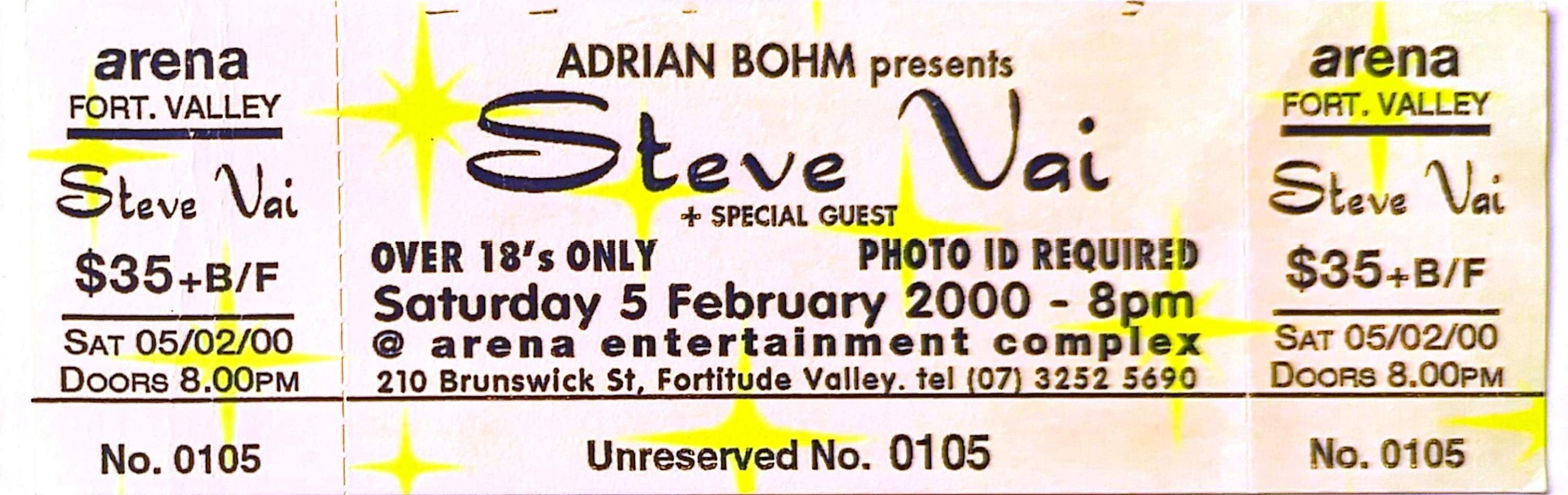 Steve Vai - 2000 Original Vintage Concert Ticket Seat 105