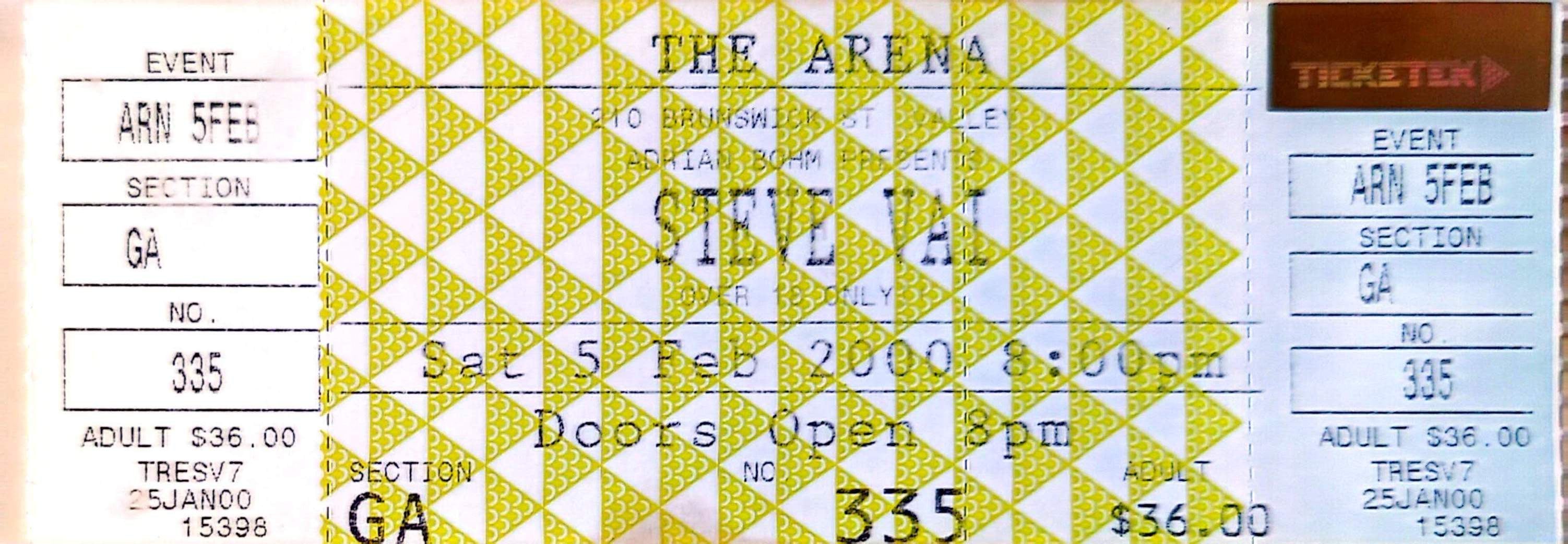 Steve Vai - 2000 Original Vintage Concert Ticket Seat 335