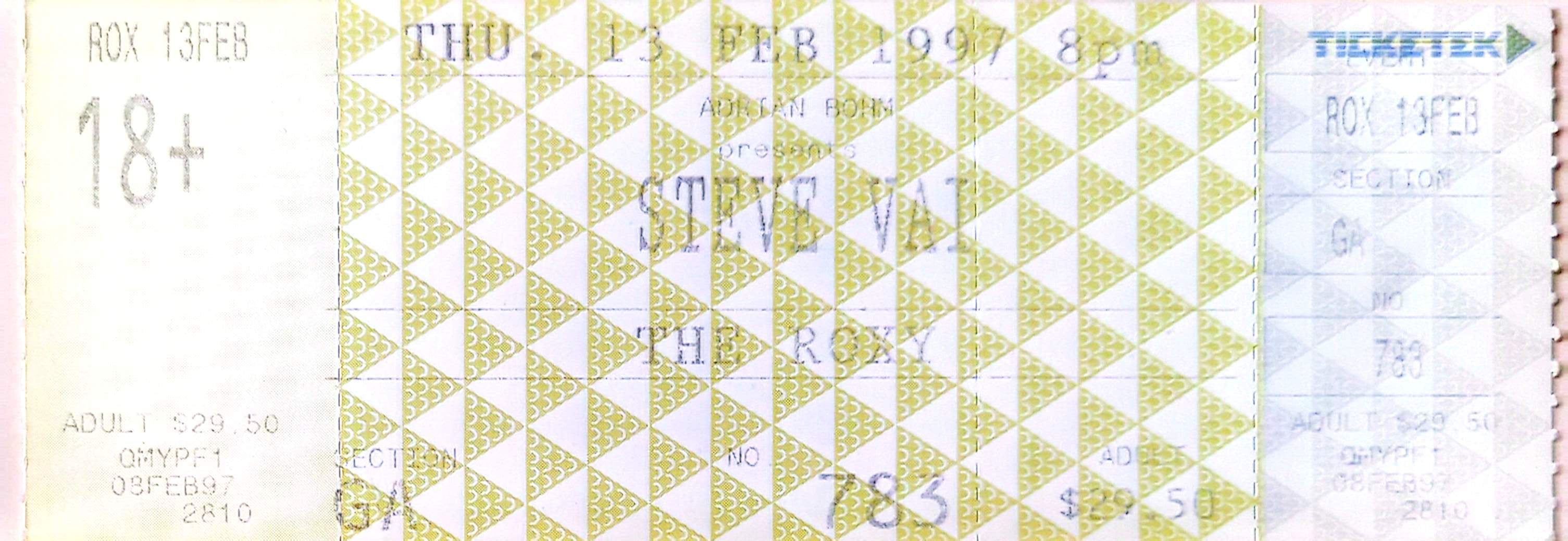 Steve Vai - 1997 Original Vintage Concert Ticket Seat  783