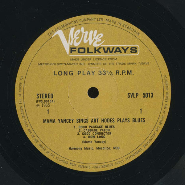 Mama Yancey - Mama Yancey Sings, Art Hodes Plays Blues Vinyl LP (Used)