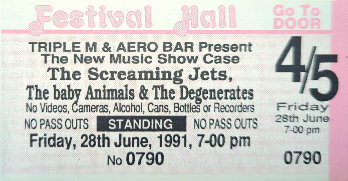Screaming Jets - 1991 Original Vintage Concert Ticket Seat #0790