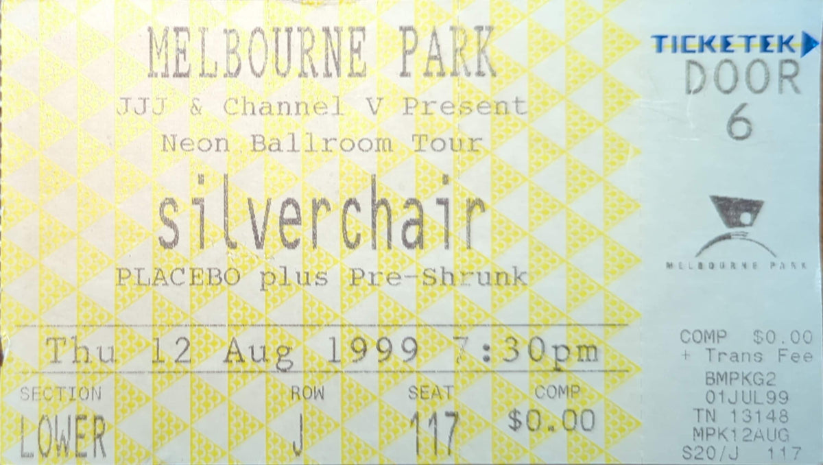 Silverchair - 1999 Original Vintage Concert Ticket Seat #J117