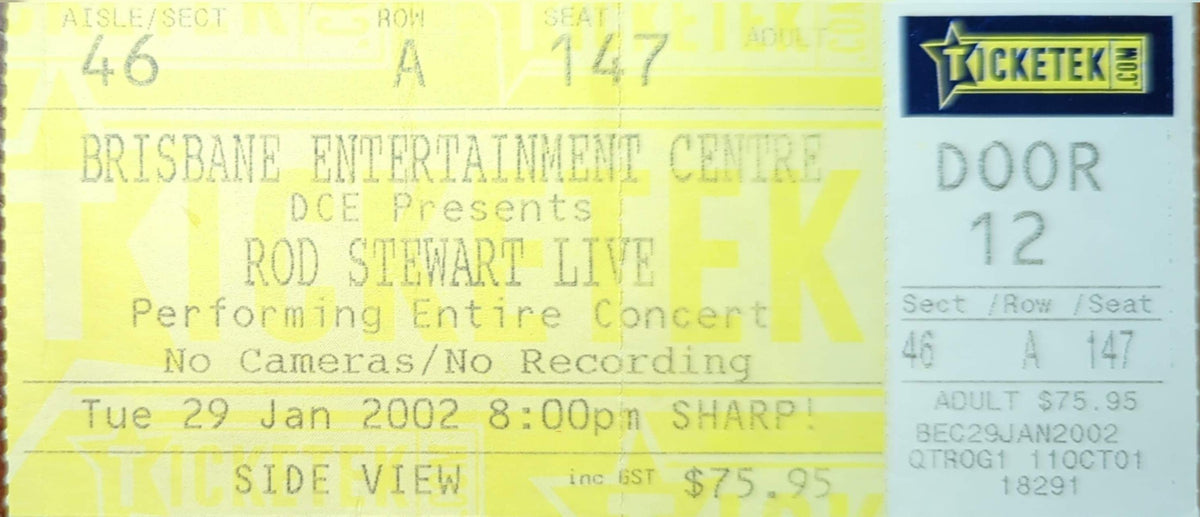 Rod Stewart - 2002 Original Vintage Concert Ticket Seat #A147