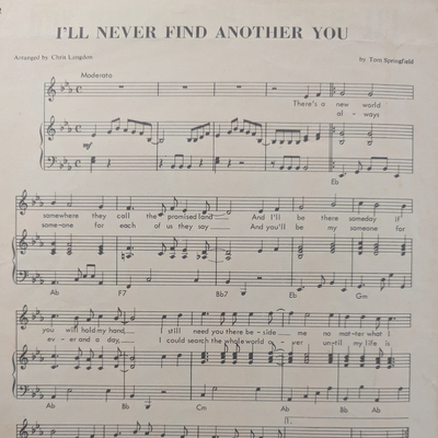 Seekers - I'll Never Find Another You Sheet Music