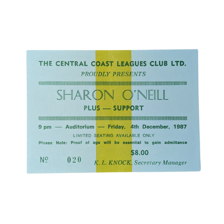 Sharon O'Neill - 1987 Tour Original Vintage Concert Ticket