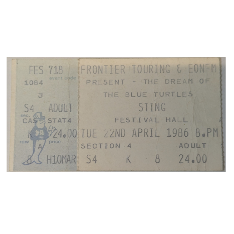 Sting - The Dream Of The Blue Turtles Tour 1986 Original Vintage Concert Ticket