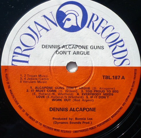 Dennis Alcapone - Guns Don't Argue Vinyl LP (Used)
