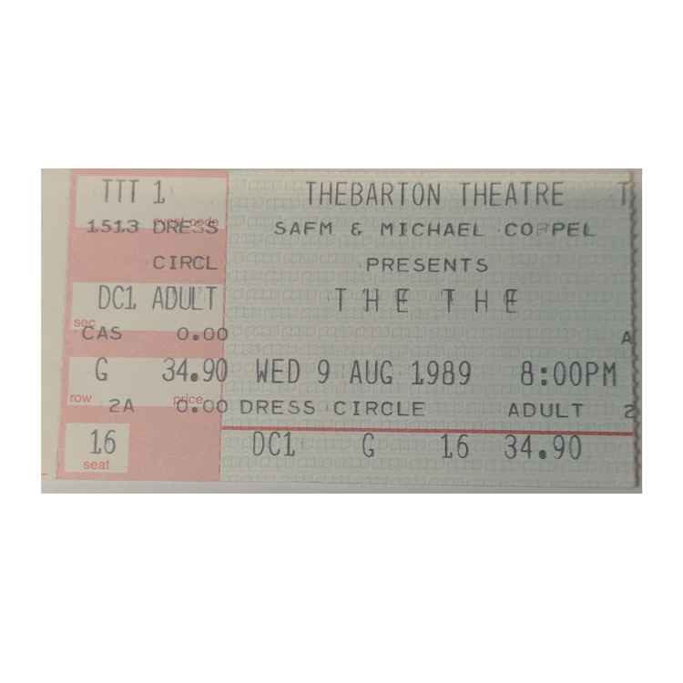 The The - 1989 Tour Original Vintage Concert Ticket