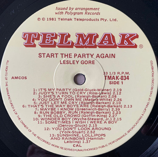 Lesley Gore - Start The Party Again Vinyl LP (Used)