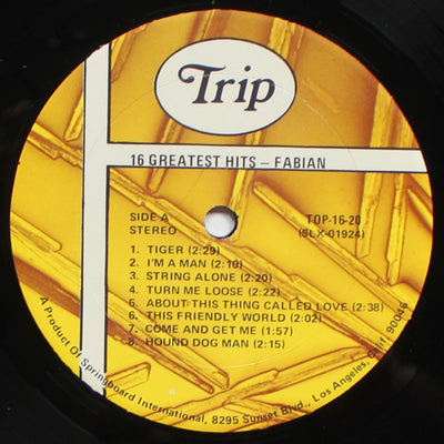 Fabian - 16 Greatest Hits Vinyl LP (Used)