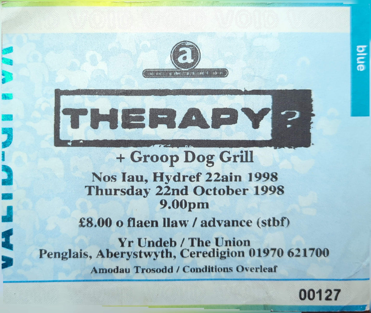 Therapy - 1998 Original Vintage Concert Ticket Seat #127