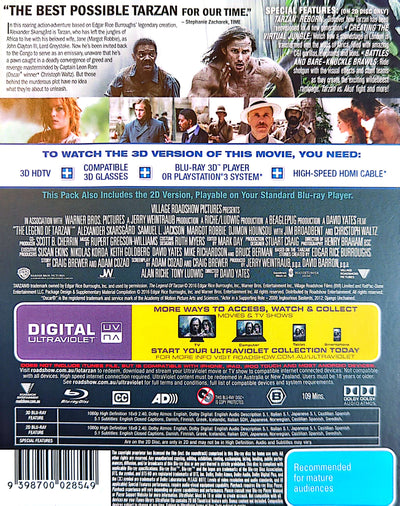 Legend Of Tarzan Steelbook Blu-Ray DVD 2 Disc Ltd Ed (2D & 3D)