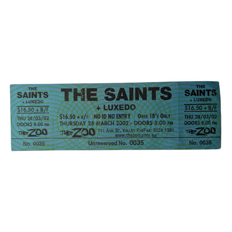Saints - Brisbane  Show 2002 Original Vintage Concert Ticket