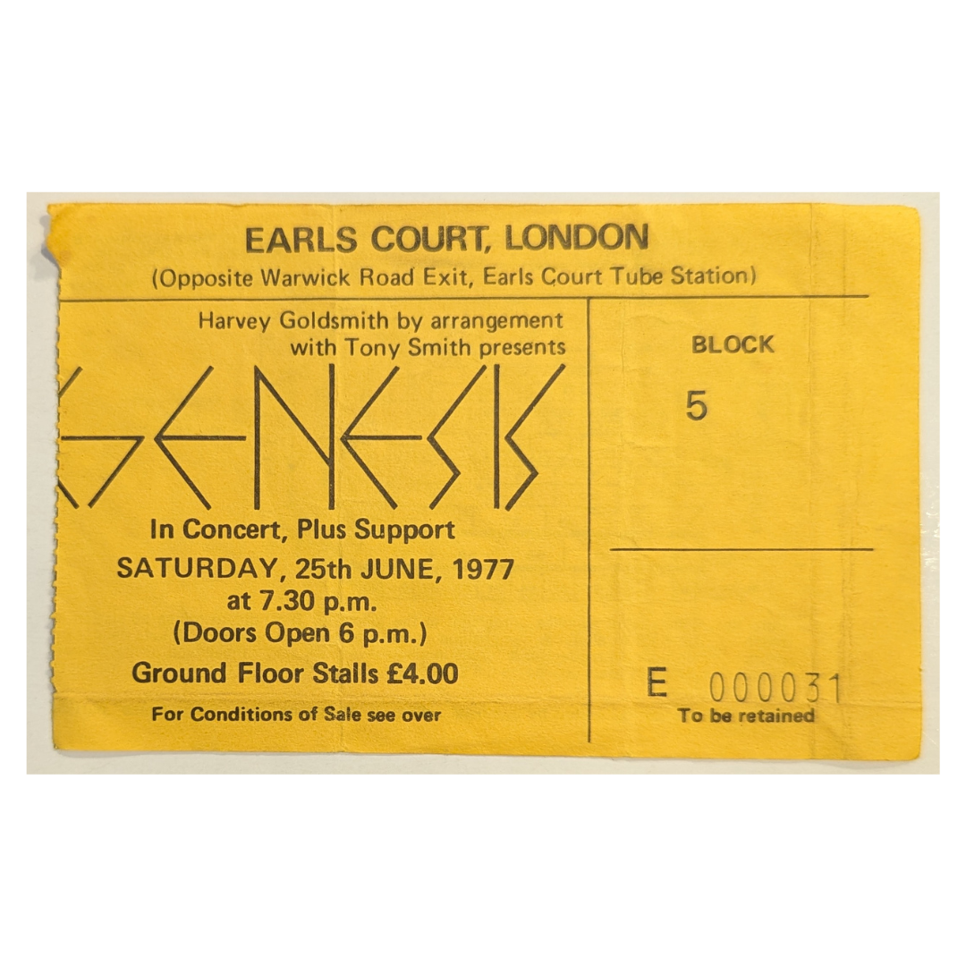 Genesis -Wind And Wuthering Tour 1977 Original Vintage Concert Ticket Number 000031