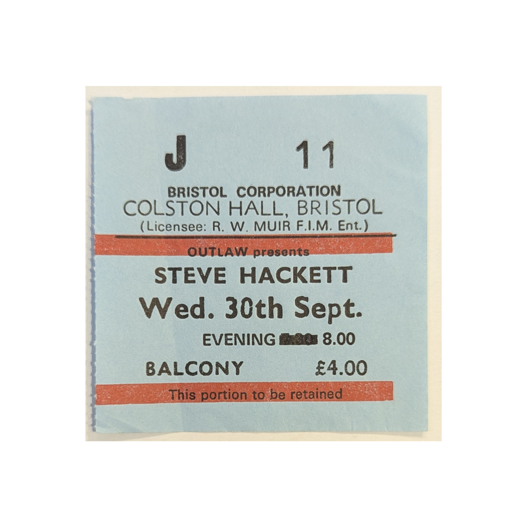 Steve Hackett - Cured Tour 1981 Original Vintage Concert Ticket Seat J - 11