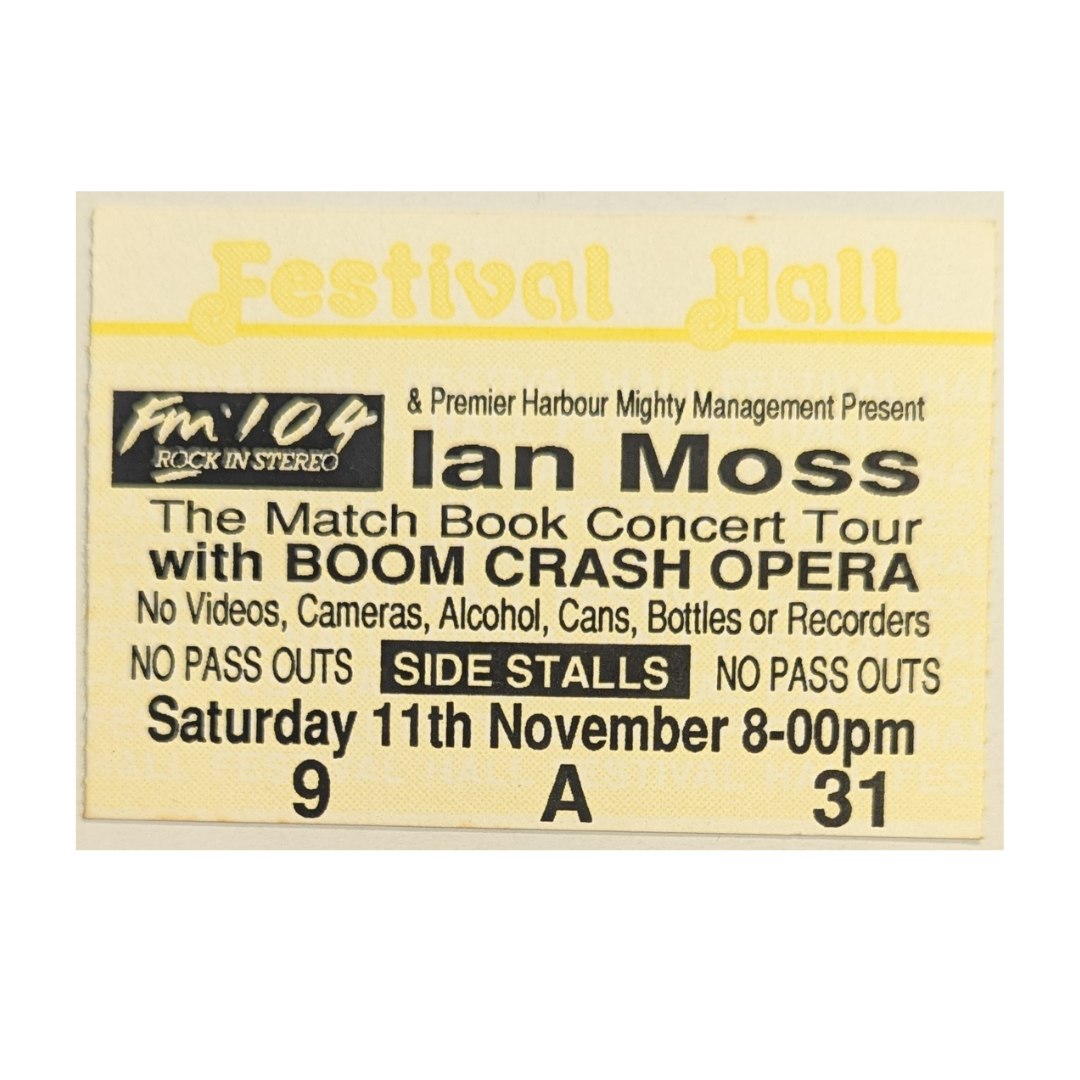 Ian Moss - The Match Book Concert Tour 1989 Original Vintage Concert Ticket