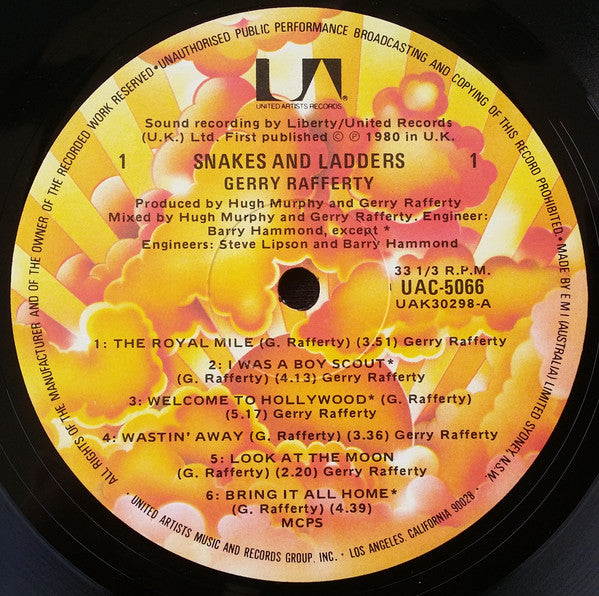 Gerry Rafferty - Snakes And Ladders Vinyl LP (Used)