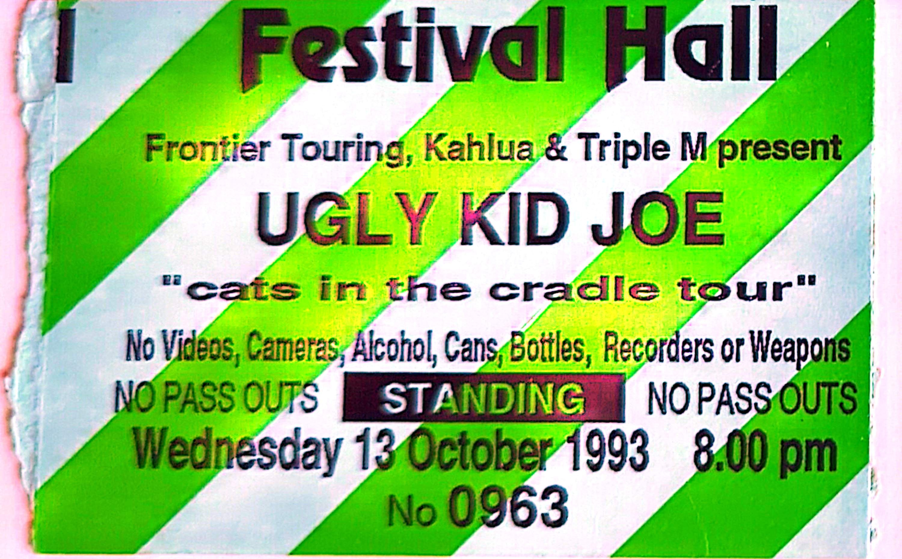 Ugly Kid Joe - 1993 Original Vintage Concert Ticket Seat 963