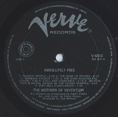 Mothers Of Invention - Absolutely Free Vinyl LP (Used)