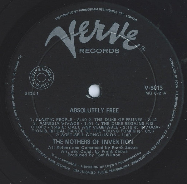 Mothers Of Invention - Absolutely Free Vinyl LP (Used)