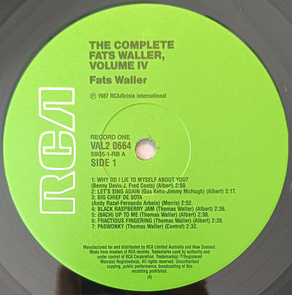 Fats Waller - The Complete Fats Waller Volume IV Vinyl 2LP (Used)