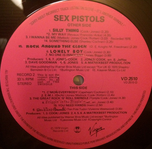 Sex Pistols - The Great Rock 'N' Roll Swindle Vinyl 2LP (Used)