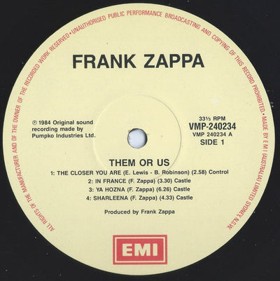 Frank Zappa - Them Or Us Vinyl 2LP (Used)