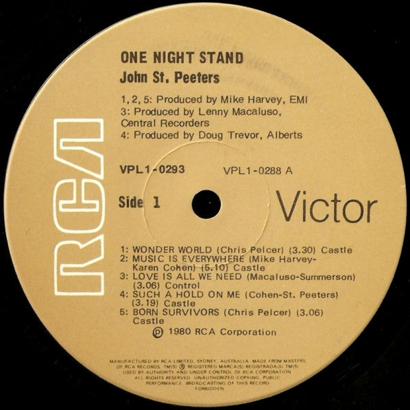 John St. Peeters - One Night Stand Vinyl LP (Used)