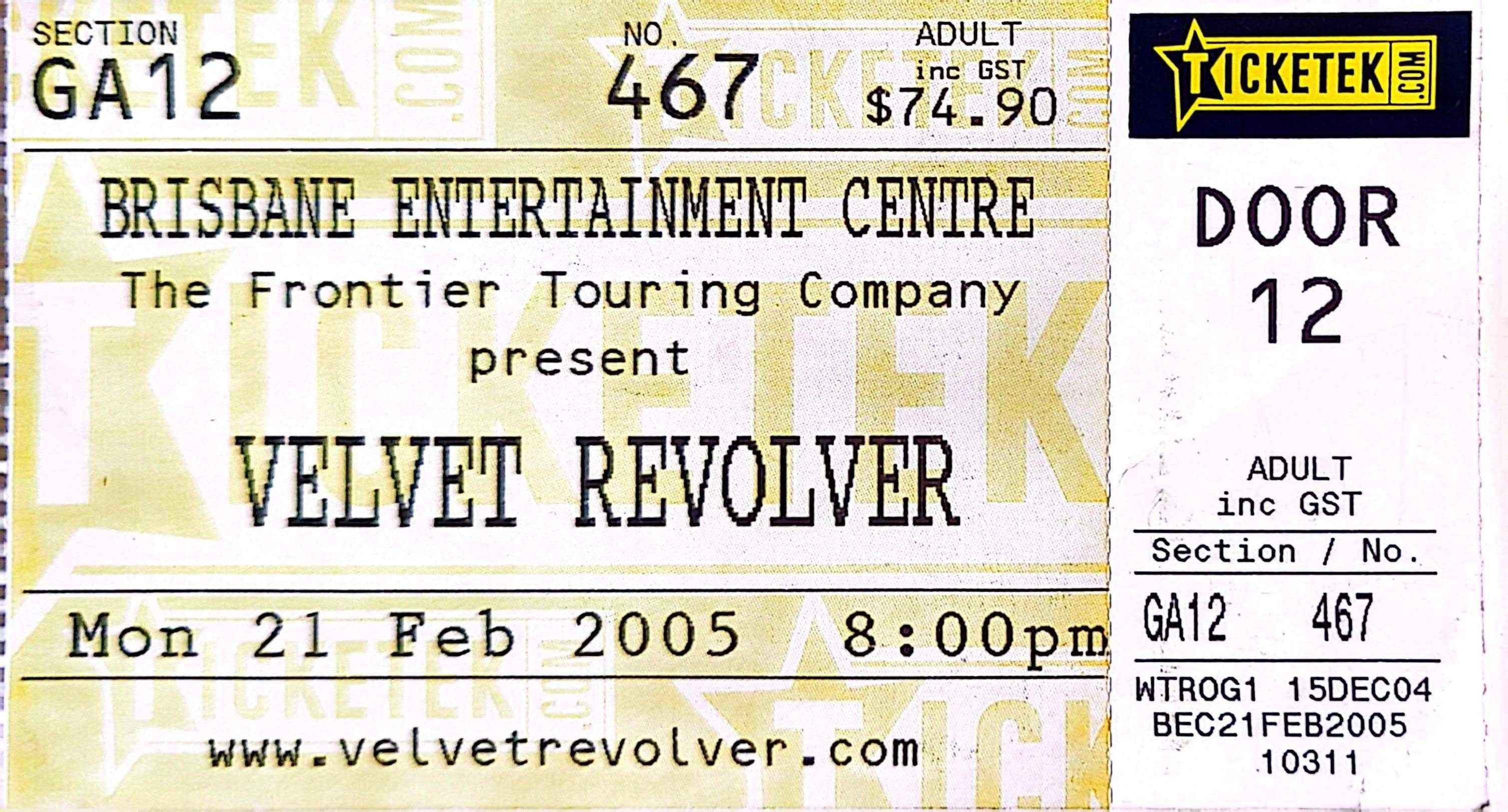Velvet Revolver - 2005 Original Vintage Concert Ticket Seat  467