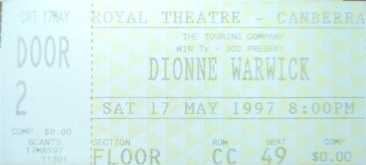 Dionne Warwick - 1997 Original Vintage Concert Ticket Seat #CC49