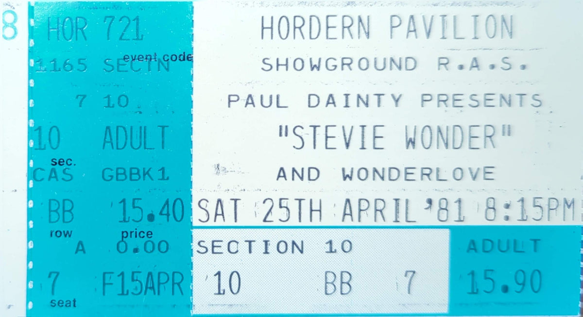 Stevie Wonder - 1981 Original Vintage Concert Ticket Seat #BB7