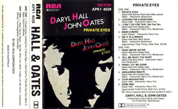 Daryl Hall & John Oates - Private Eyes Cassette
