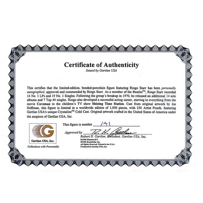 Beatles - Ringo Starr Personally Signed Abbey Road Gartlan Ltd Ed #141/1000 Figurine 1996 w/COA