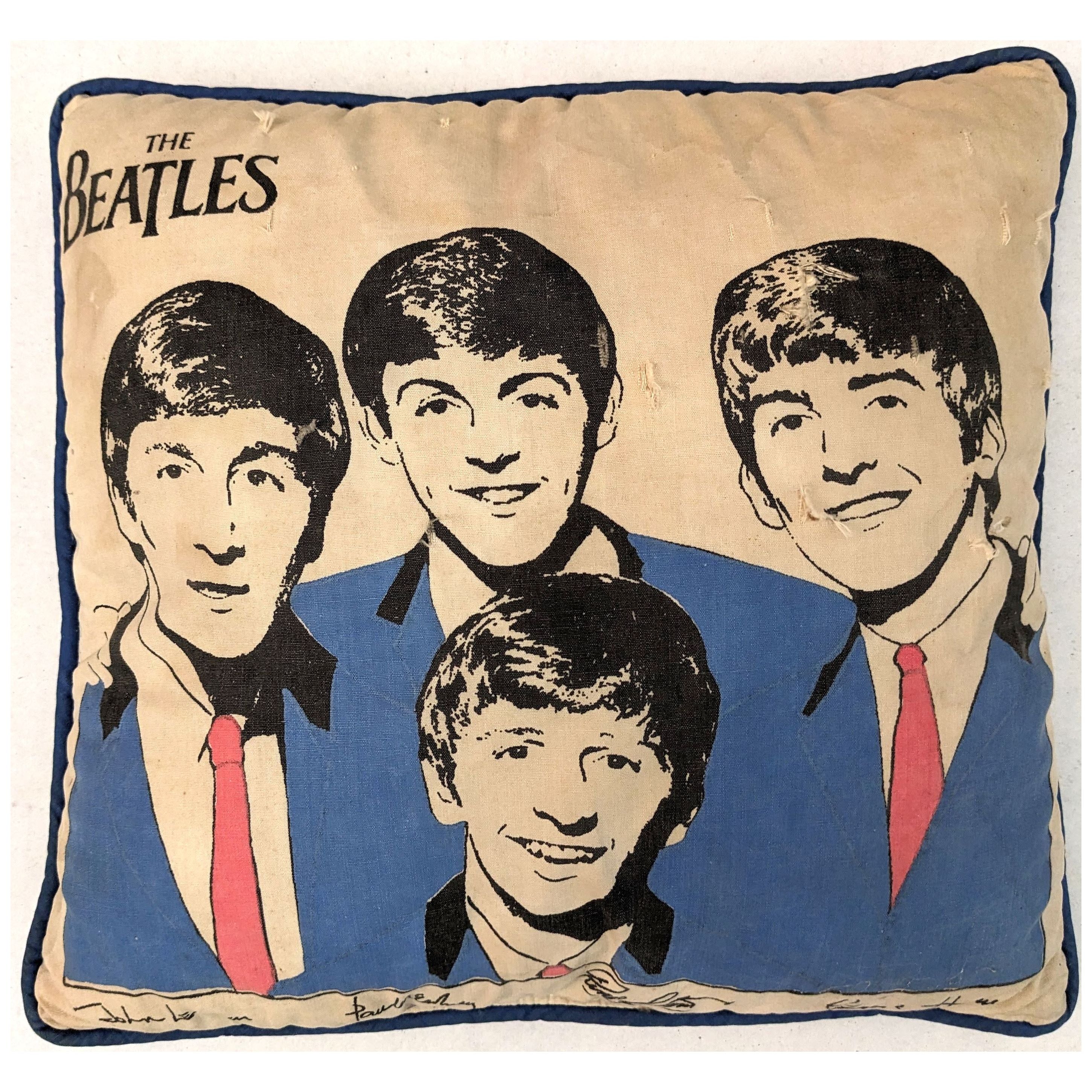 Beatles - Original 1964 Nordic House Pillow With Blue Back