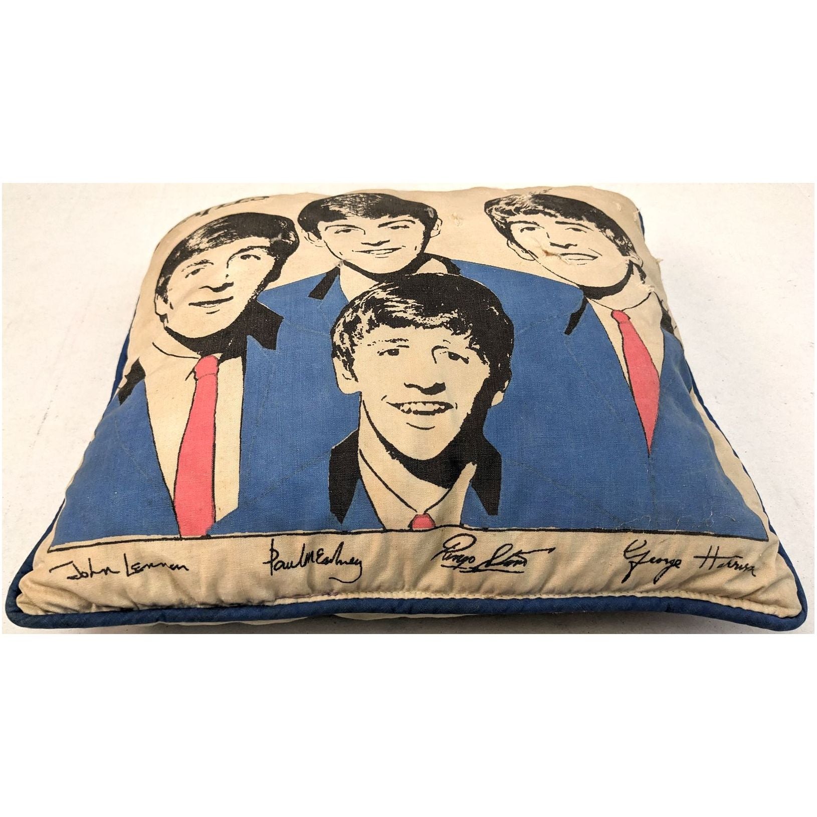 Beatles - Original 1964 Nordic House Pillow With Blue Back