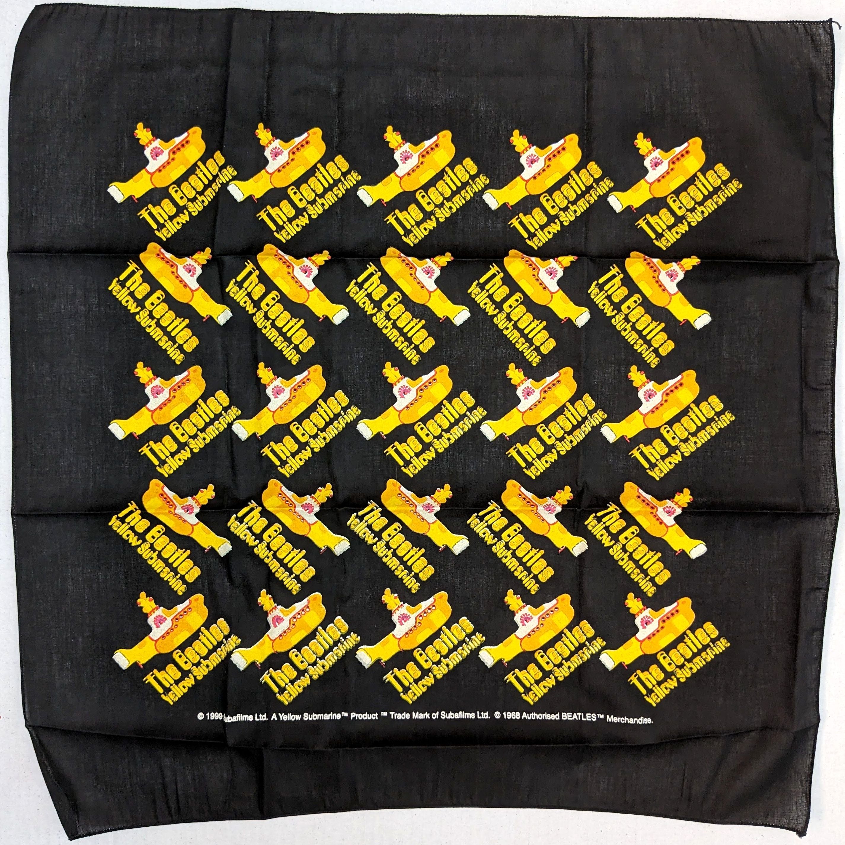 Beatles - 1990s Yellow Submarine Square Cotton Bandana / Scarf