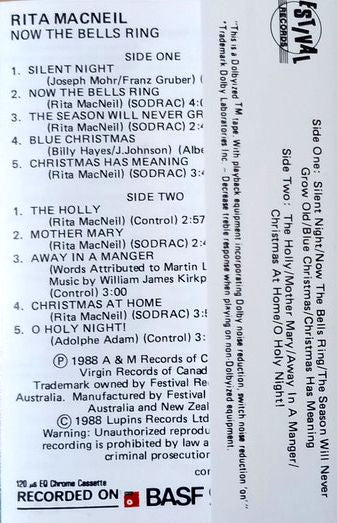 Rita MacNeil - Now The Bells Ring Cassette Tape