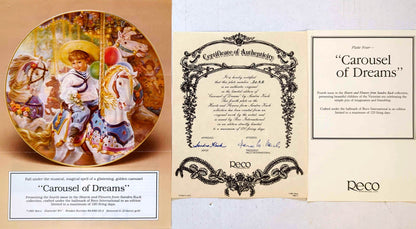 Sandra Kuck - Vintage 1992 Reco Hearts & Flowers Carousel Of Dreams Plate #302E + COA (No Box)
