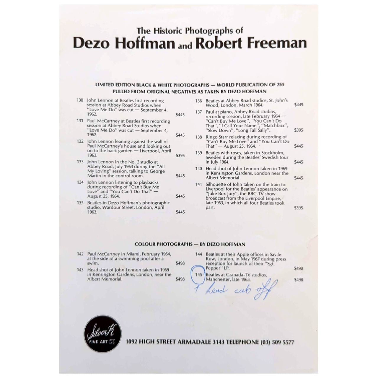 Dezo Hoffman & Robert Freeman - Beatles Catalog 1986 Silver K Fine Arts (Used)