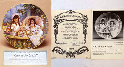 Sandra Kuck - Vintage 1991 Reco Hearts & Flowers Cats In The Cradle Plate #184G + COA (No Box)