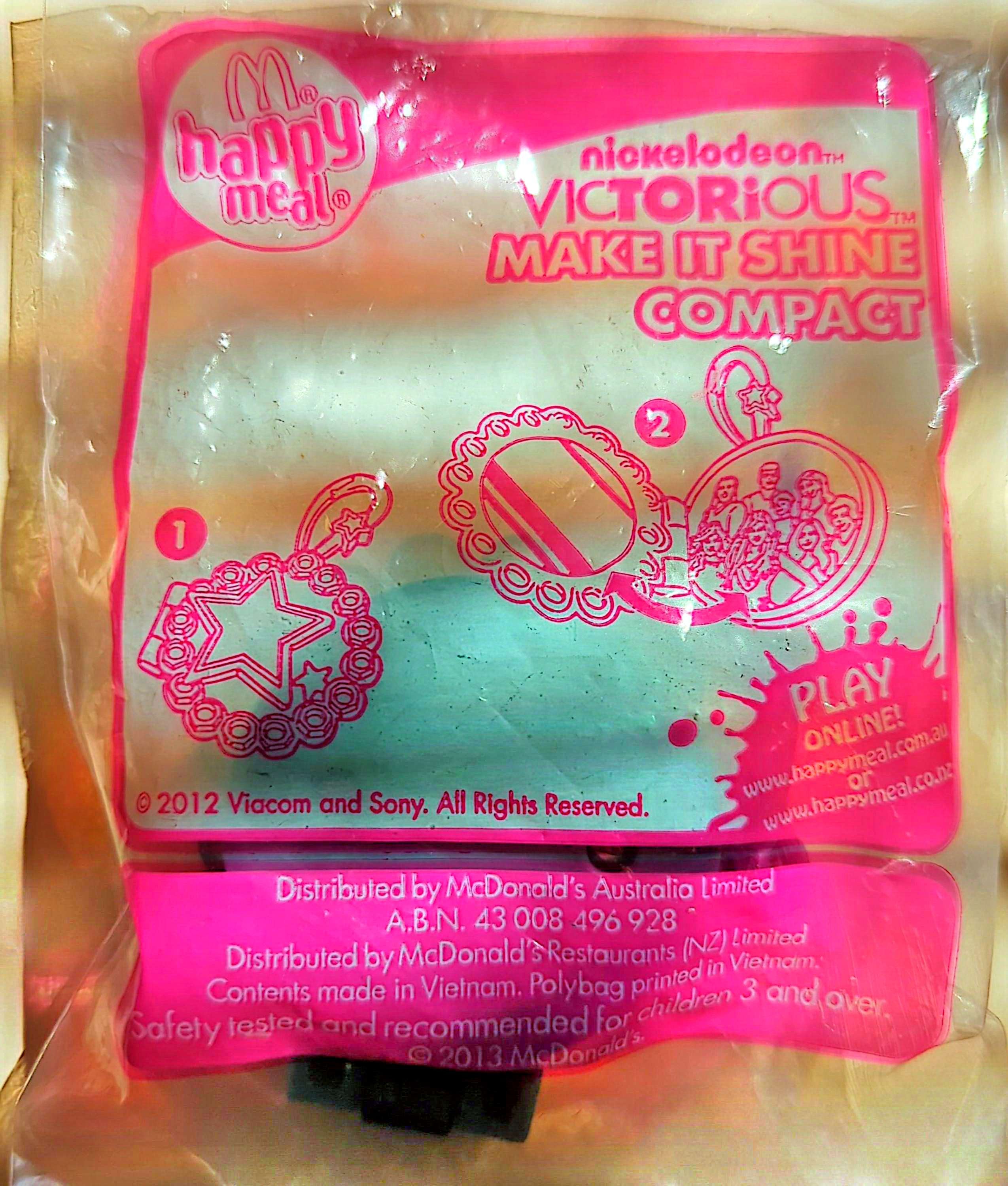 McDonalds Happy Meal Toy - Nickelodeon Victorious Make It Shine Compact Keychain 2013 (New & Sealed)