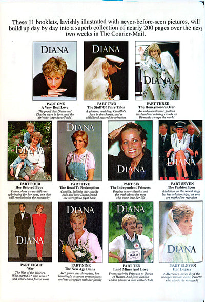 Diana Princess Of Wales - The Untold Legacy 11 Booklet Series W/Binder (Courier Mail/Sunday Mail)