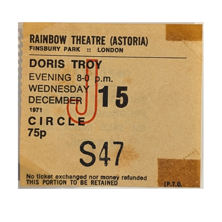 Doris Troy - 1971 Tour Original Vintage Concert Ticket
