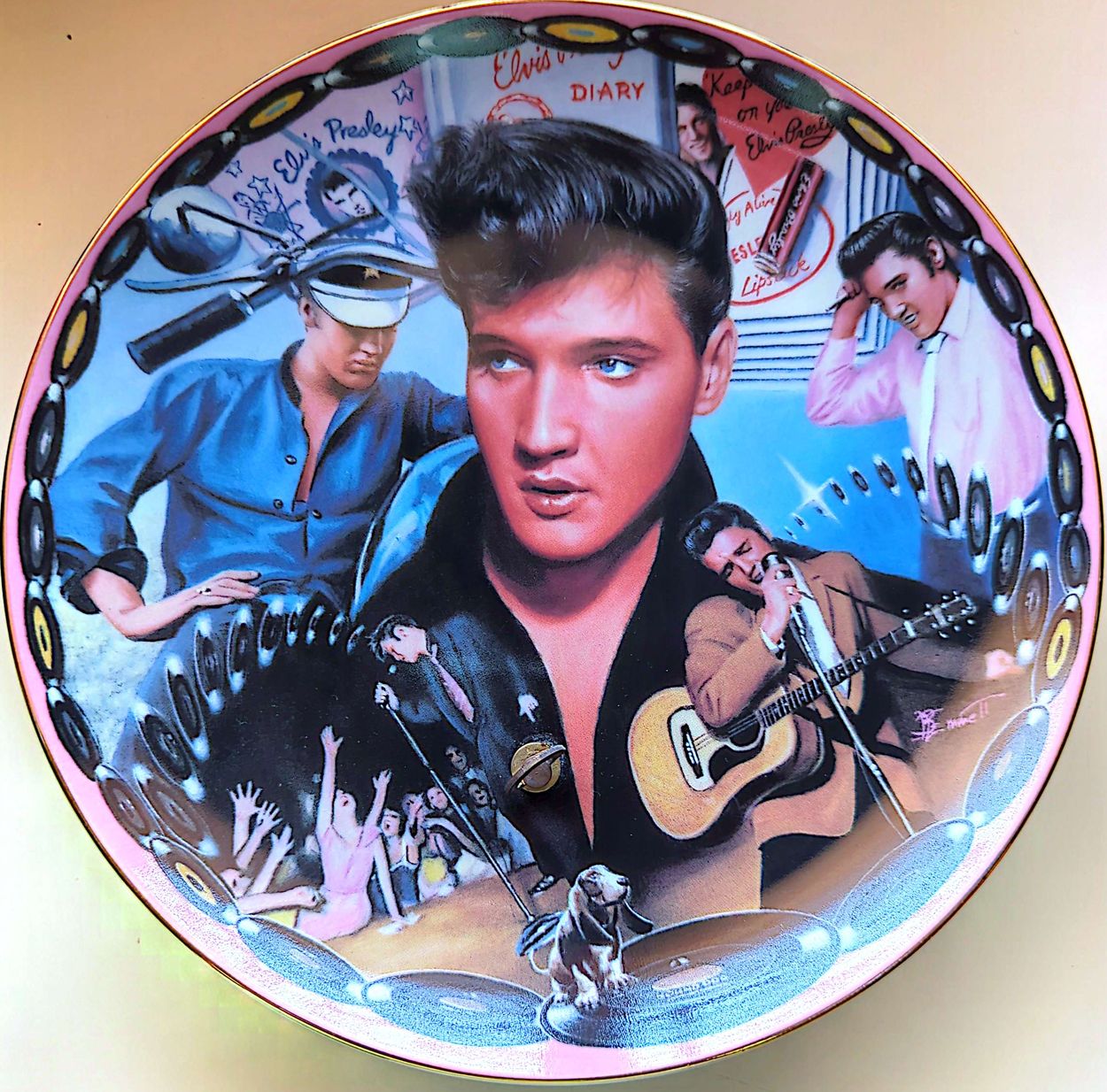 Elvis Presley - Vintage 1994 Musical Tribute Hound Dog Bop Plate #9199A + COA (No Box)