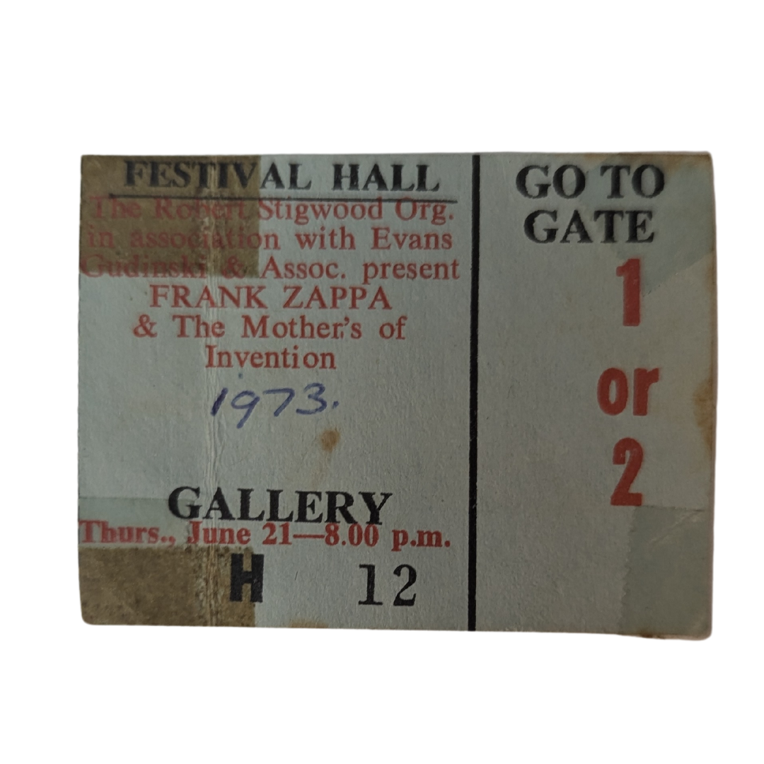 Frank Zappa & The Mothers Of Invention - Pacific Tour 1973 Original Vintage Concert Ticket