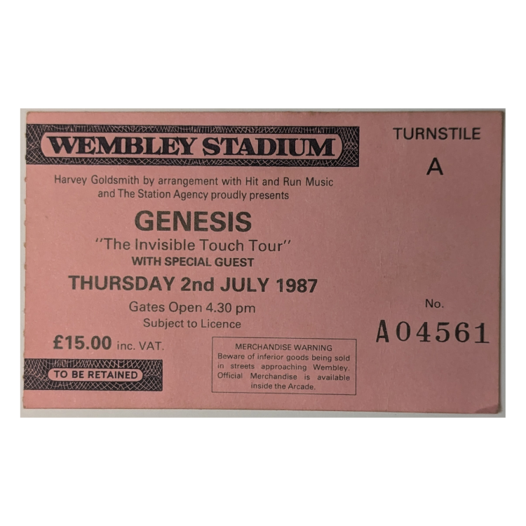 Genesis - Invisible Touch World Tour 1987 Original Vintage Concert Ticket