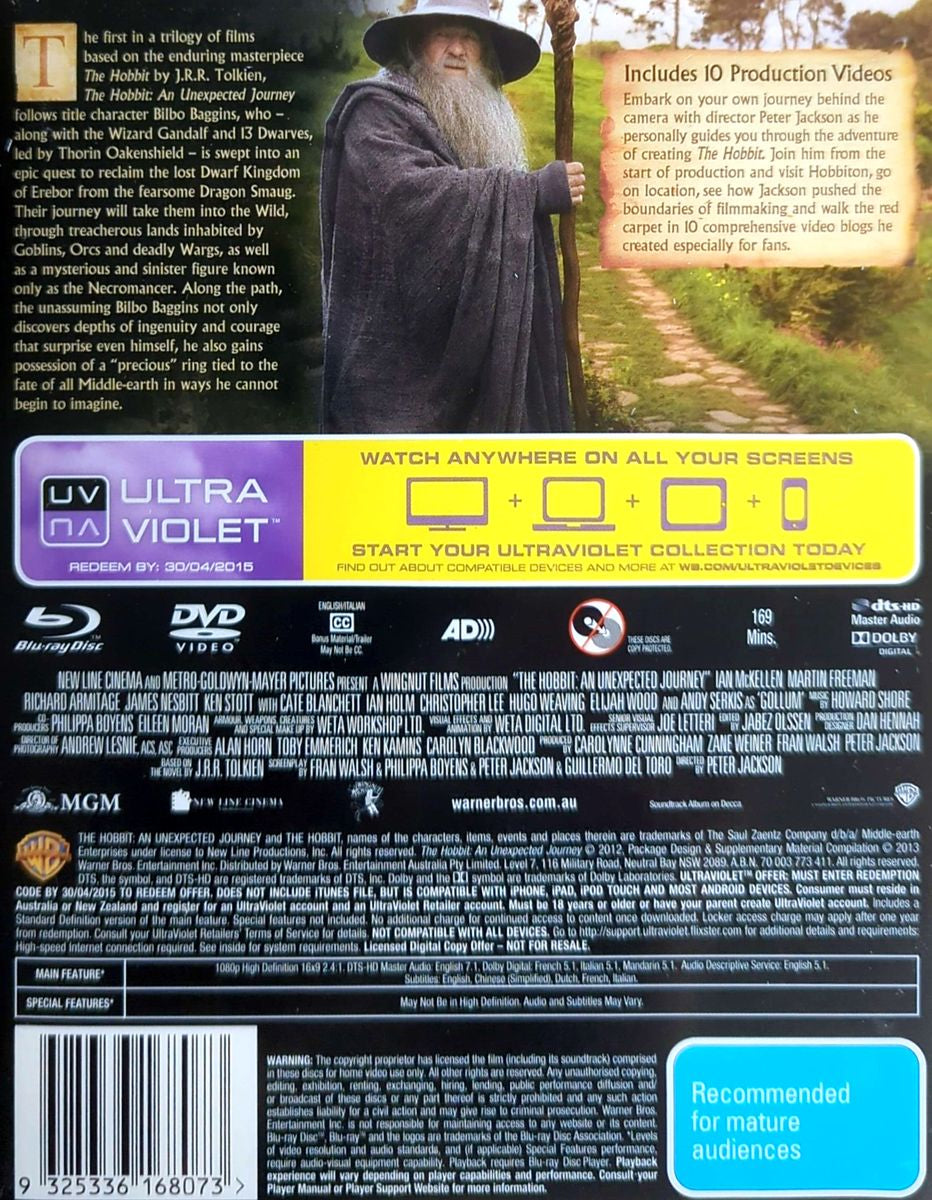 Hobbit - The Hobbit: An Unexpected Journey Ltd Ed 05102 Blu-Ray + DVD