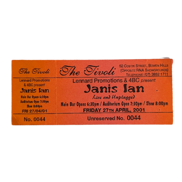 Janis Ian - God and FBI Tour 2001 Original Vintage Concert Ticket Number 0044