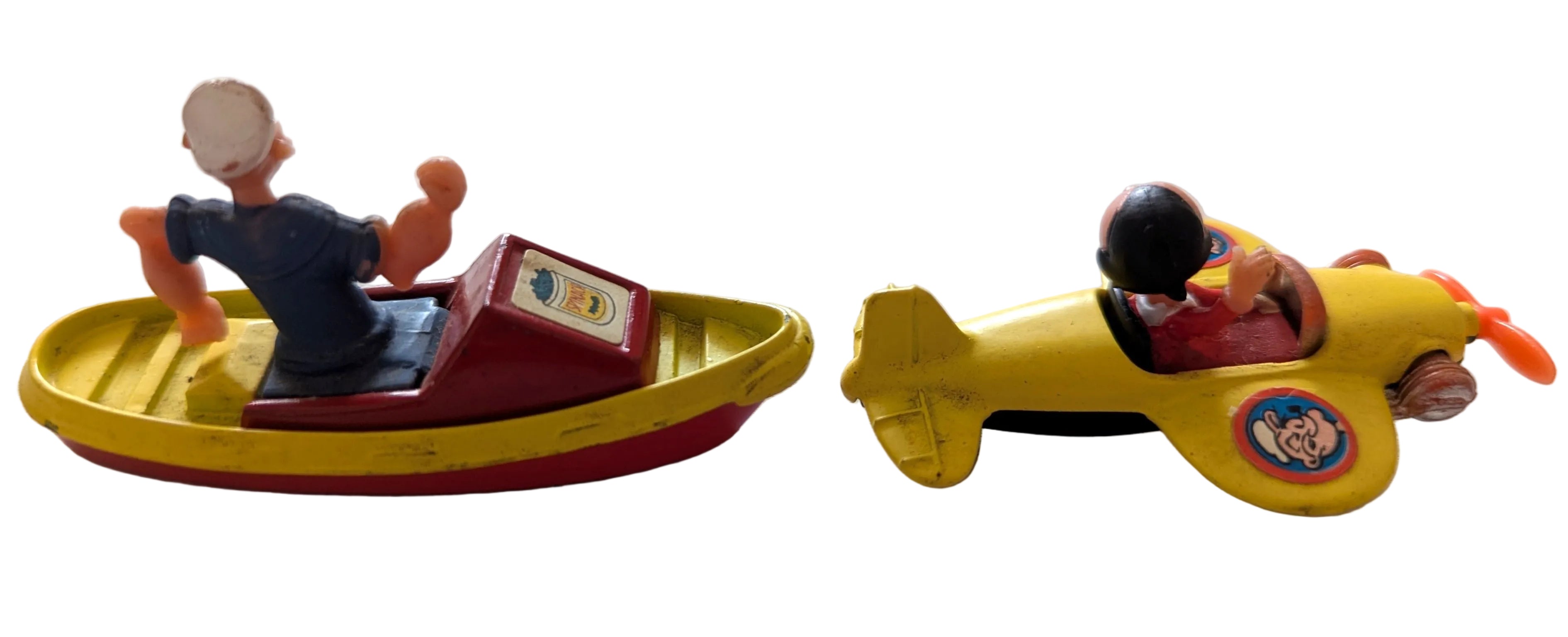 Popeye In Boat & Olive Oyl In Plane - Vintage Corgi Die-Cast Collectable Figures