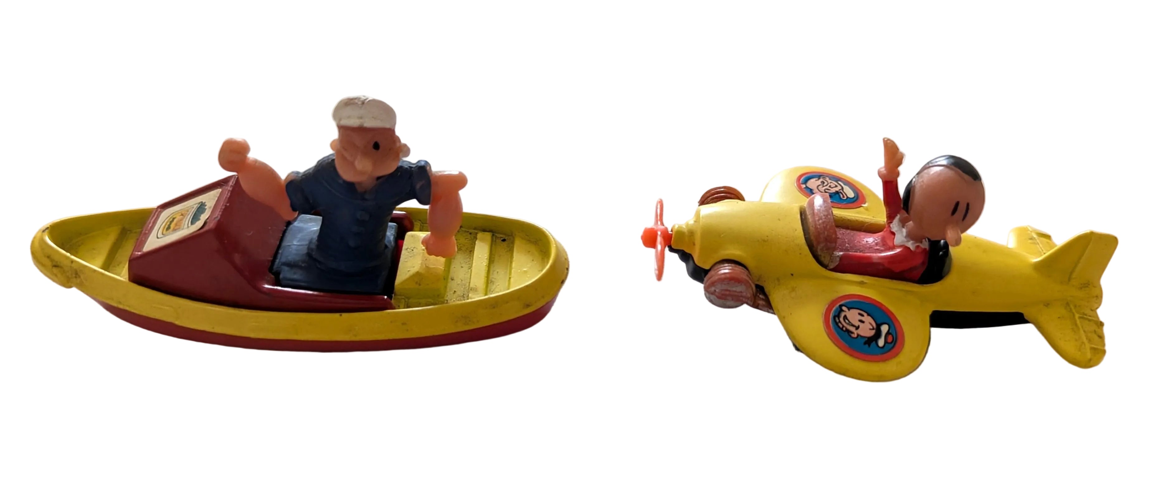 Popeye In Boat & Olive Oyl In Plane - Vintage Corgi Die-Cast Collectable Figures